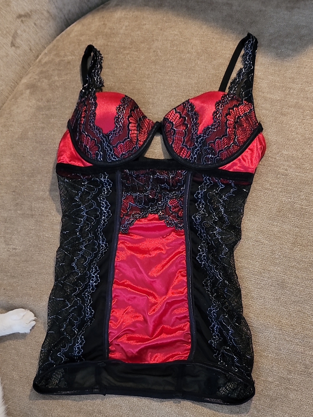 Red and Black Lace Satin Bustier Shapewear ICollection